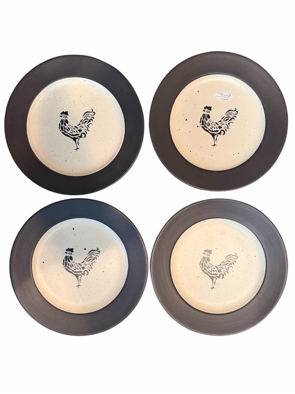 Set of 4 Park Designs Hand Painted Devon Rooster 8.5" Salad Plates Farmhouse Hen